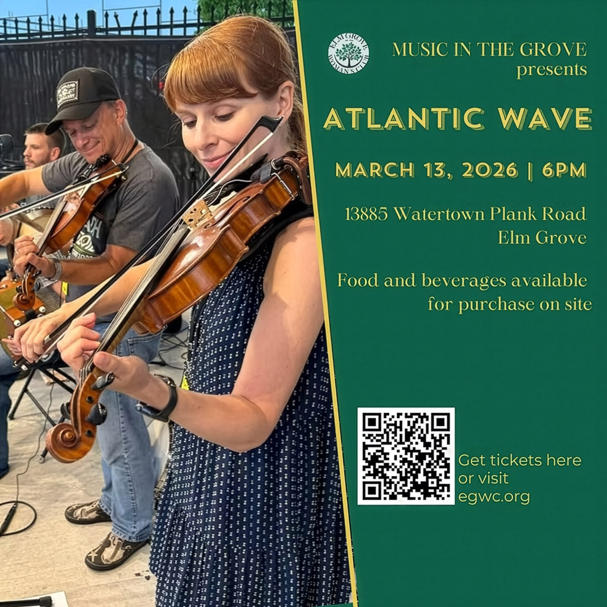Music in the Grove concert series with Atlantic Wave poster
