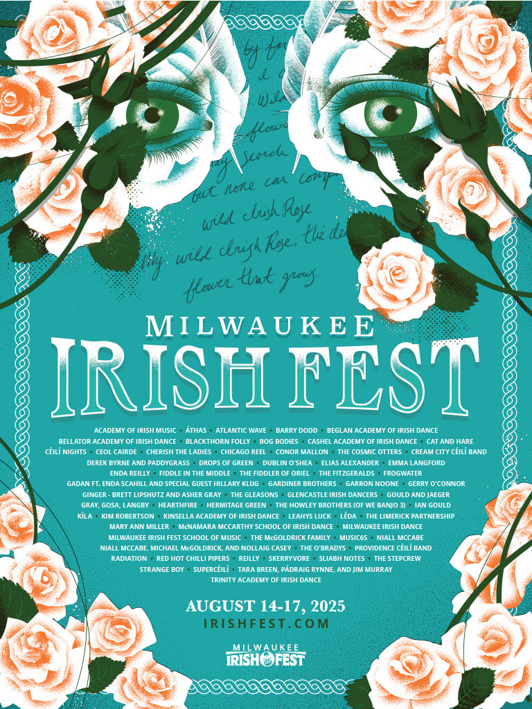 Milwaukee Irish Fest 2025 band lineup poster